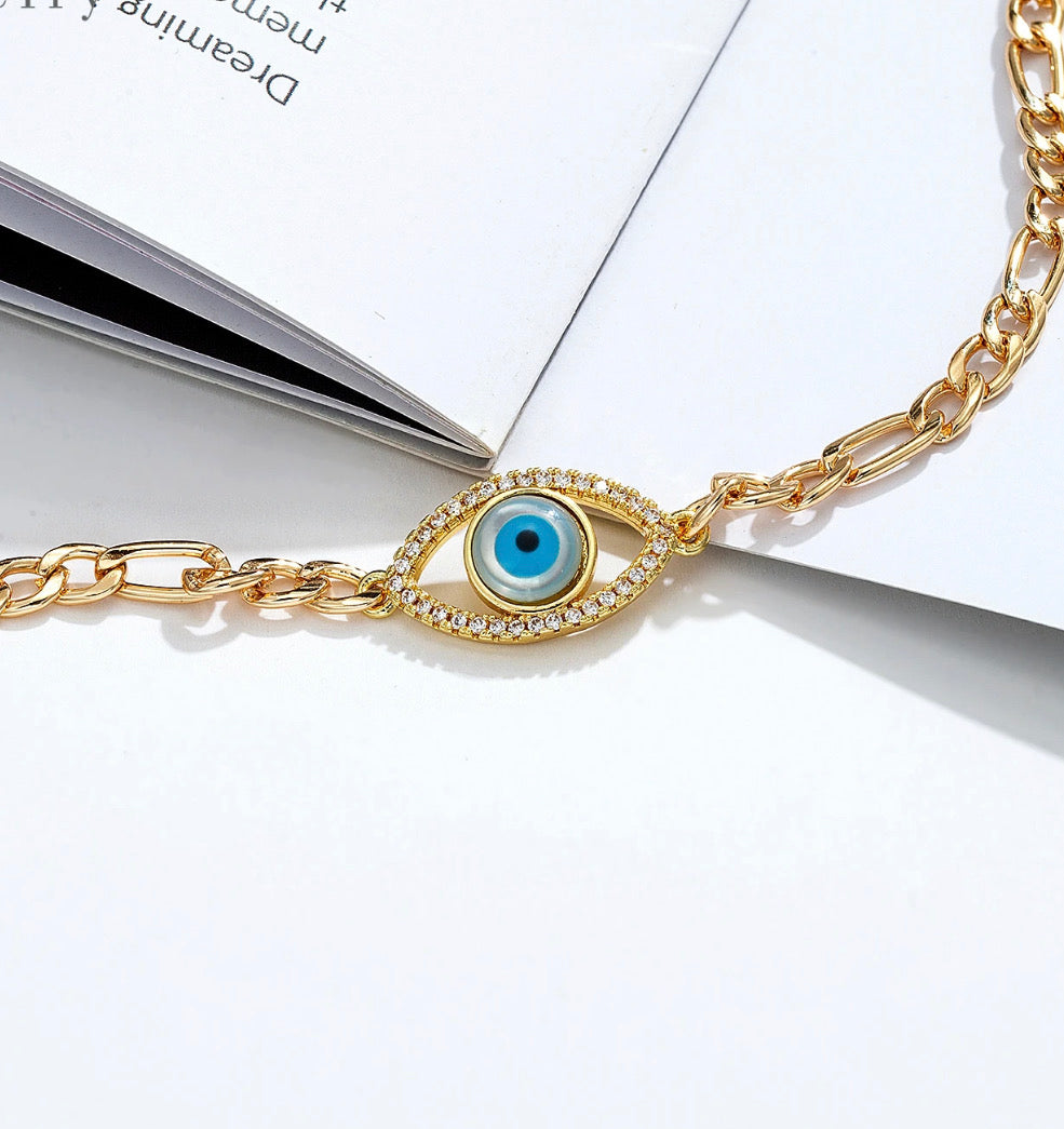 Evil eye gold bracelet
