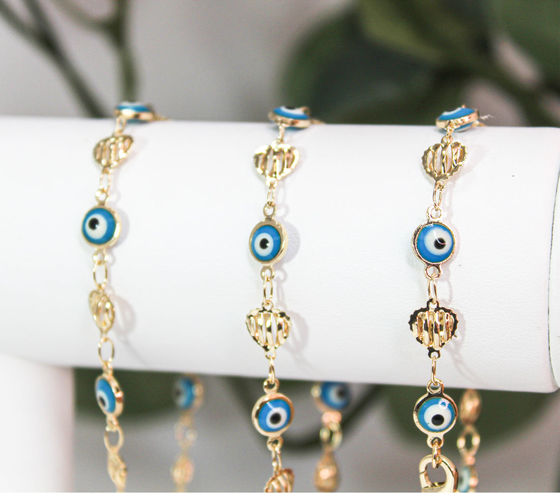 “Golden shells” Evil eye bracelet